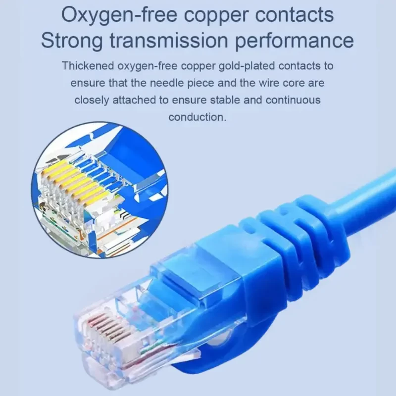 Close-up view of Cat6 patch cable showing solid copper conductors