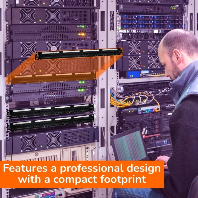 CAT6 24-port patch panel highlighting key features and design