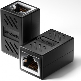 RJ45 couplers 10 pack, Cat6 and Cat5e compatible, 1000 Mbps, 10-Gigabit speed, secure female-to-female snap-in design