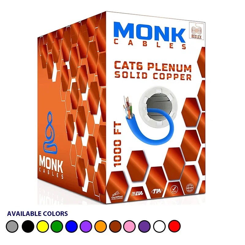 Cat6 Plenum Solid Copper Ethernet Cable 1000ft