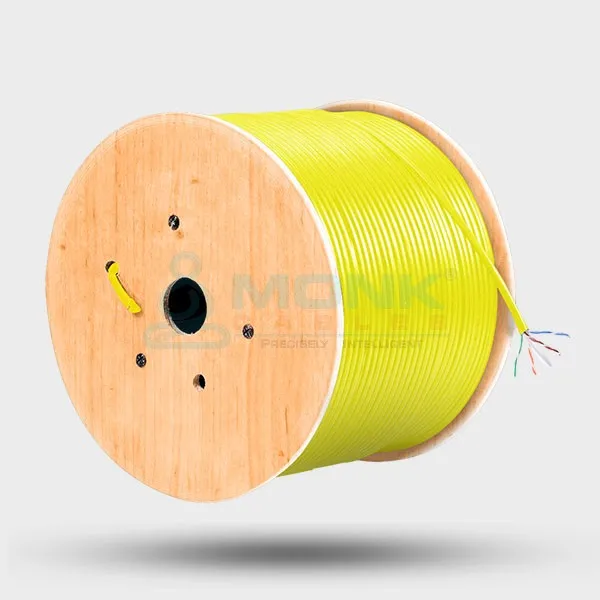 Yellow Cat6a Riser 1000ft (CMR) Solid Pure Bare Copper 23-Awg UTP 750 Mhz Ethernet Cable