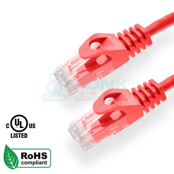 UL Red 6 Inch (1/2ft) Cat6 Patch Cable UTP 24Awg (10 Per Bag)
