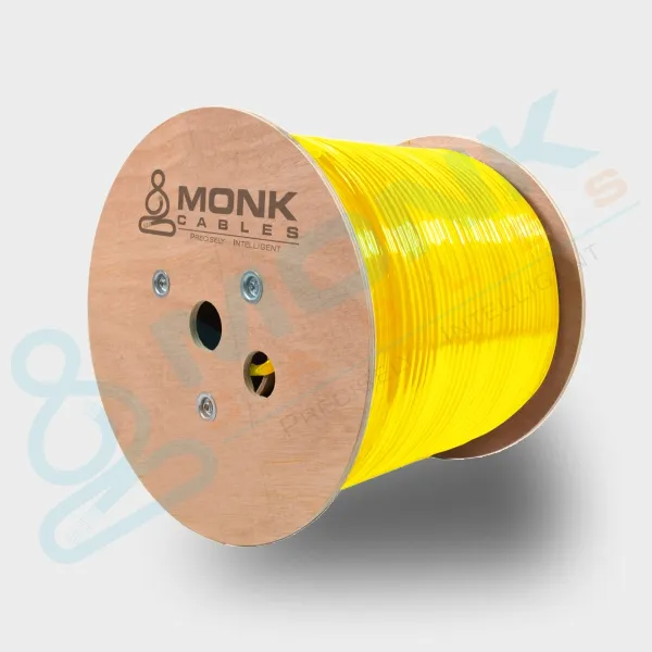 Yellow Cat6a Plenum 1000ft Solid Copper (CMP) Rated UTP 23 Awg 750 Mhz Ethernet Cable Spool