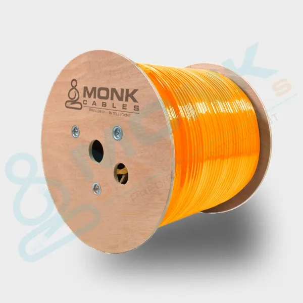 Orange Cat6a Plenum 1000ft Solid Copper (CMP) Rated UTP 23 Awg 750 Mhz Ethernet Cable Spool