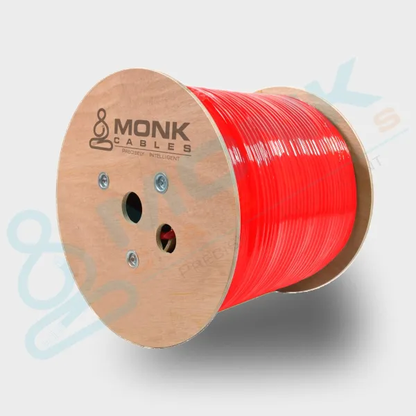 Red Cat6a Plenum 1000ft Solid Copper (CMP) Rated UTP 23 Awg 750 Mhz Ethernet Cable Spool