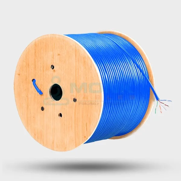 Blue Cat6a Riser 1000ft (CMR) Solid Pure Bare Copper 23-Awg UTP 750 Mhz Ethernet Cable